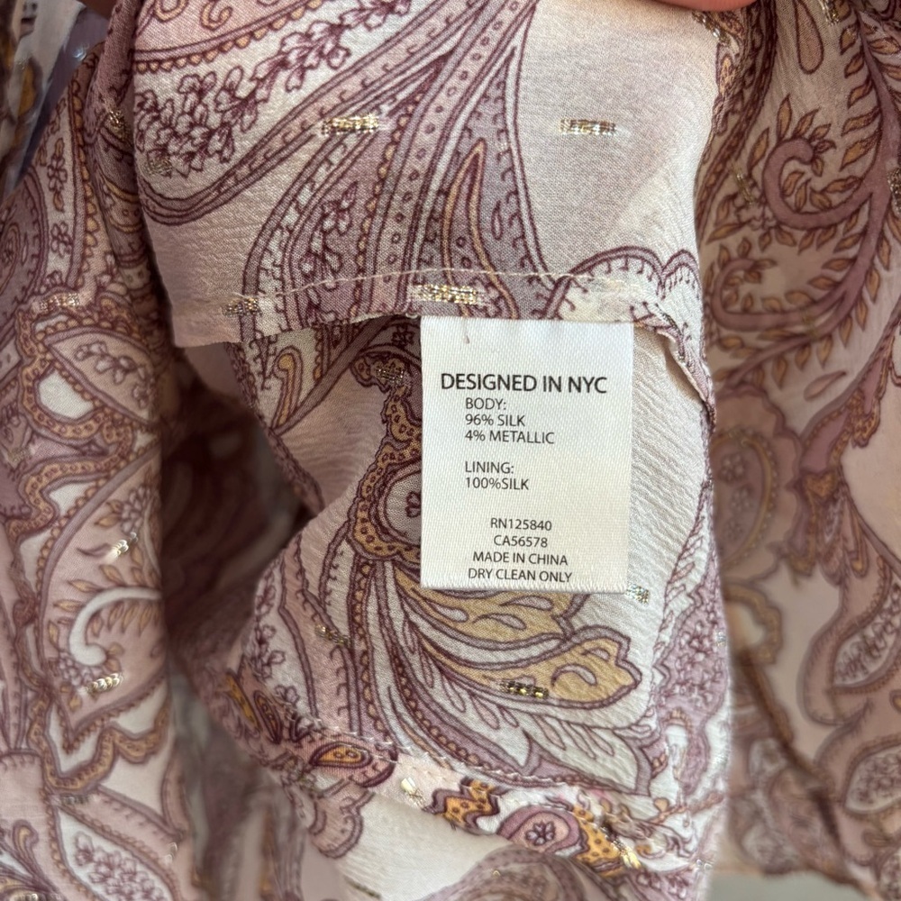 Intermix Silk Ruffle Blouse Metallic Thread, Size P - Picture 7 of 11